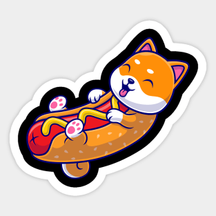 Cute Shiba Inu Hotdog Cartoon Sticker